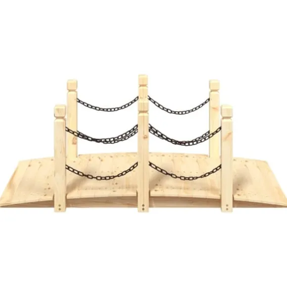 The Living Store Trädgårdsbro med kedjeräcken 150x67x56cm massivt granträ - Trädgårdsbroar