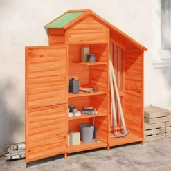 The Living Store Trädgårdsbod brun 120x53,5x170 cm massiv furu - Förråd & Redskapsbodar