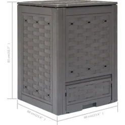 The Living Store Trädgårdskompost 3 st brun 60x60x83 cm 900 L plastrotting - Komposterare