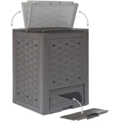 The Living Store Trädgårdskompost 2 st brun 60x60x83 cm 600 L plastrotting - Komposterare