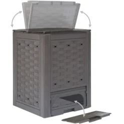 The Living Store Trädgårdskompost brun 60x60x83 cm 300 L plastrotting - Komposterare