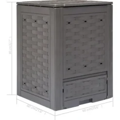 The Living Store Trädgårdskompost brun 60x60x83 cm 300 L plastrotting - Komposterare