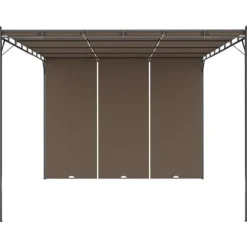 The Living Store Trädgårdspaviljong med draperier 4x3x2,25 m taupe - Partytält & paviljoner