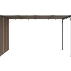 The Living Store Trädgårdspaviljong med draperier 4x3x2,25 m taupe - Partytält & paviljoner