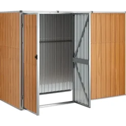 The Living Store Trädgårdsskjul brun 225x89x161 cm galvaniserat stål - Förråd & Redskapsbodar