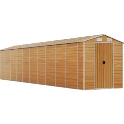 The Living Store Trädgårdsskjul ljusbrun 191x895x198 cm galvaniserat stål - Förråd & Redskapsbodar