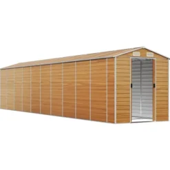 The Living Store Trädgårdsskjul ljusbrun 191x895x198 cm galvaniserat stål - Förråd & Redskapsbodar