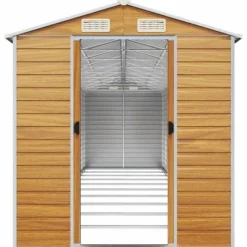 The Living Store Trädgårdsskjul ljusbrun 191x895x198 cm galvaniserat stål - Förråd & Redskapsbodar