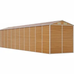 The Living Store Trädgårdsskjul ljusbrun 191x895x198 cm galvaniserat stål - Förråd & Redskapsbodar