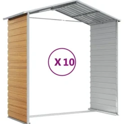 The Living Store Trädgårdsskjul ljusbrun 191x895x198 cm galvaniserat stål - Förråd & Redskapsbodar