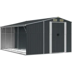 The Living Store Trädgårdsskjul antracit 277x365,5x179 cm galvaniserat stål - Förråd & Redskapsbodar