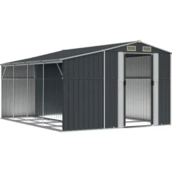 The Living Store Trädgårdsskjul antracit 277x365,5x179 cm galvaniserat stål - Förråd & Redskapsbodar