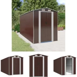 The Living Store Trädgårdsskjul mörkbrun 192x440x223 cm galvaniserat stål - Förråd & Redskapsbodar