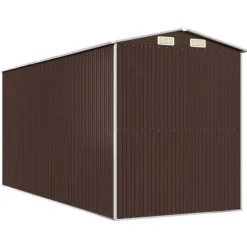The Living Store Trädgårdsskjul mörkbrun 192x440x223 cm galvaniserat stål - Förråd & Redskapsbodar