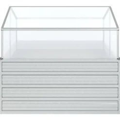 The Living Store Upphöjd odlingslåda med växthus 100x100x85 cm silver - Krukor & odlingslådor