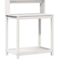 The Living Store Växtbord med hyllor vit 82,5x50x109,5 cm massiv furu - Växtställ