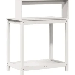 The Living Store Växtbord med hyllor vit 82,5x50x109,5 cm massiv furu - Växtställ