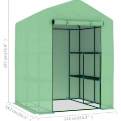 The Living Store Växthus med hyllor stål 143x143x195 cm - Växthus
