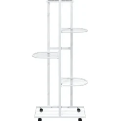 The Living Store Växtställ på hjul 5 hyllor 44x23x100 cm svart järn - Växtställ