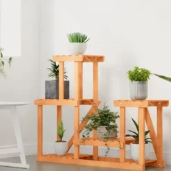 The Living Store Växtställ 90x25x73,5 cm massivt granträ - Växtställ