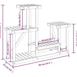 The Living Store Växtställ 90x25x73,5 cm massivt granträ - Växtställ