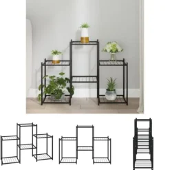 The Living Store Växtställ 83x25x60 cm svart järn - Växtställ
