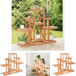 The Living Store Växtställ 110x25x96 cm massivt granträ - Växtställ