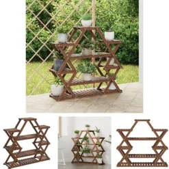 The Living Store Växtställ 110x25x105 cm massivt granträ - Växtställ