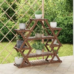 The Living Store Växtställ 110x25x105 cm massivt granträ - Växtställ