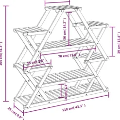The Living Store Växtställ 110x25x105 cm massivt granträ - Växtställ