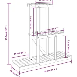 The Living Store Växtställ 81x25x75,5 cm massivt granträ - Växtställ