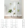 The Living Store Växtställ på hjul 94,5x24,5x91,5 cm vit järn - Växtställ