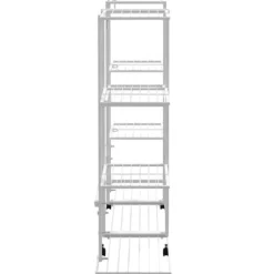 The Living Store Växtställ på hjul 94,5x24,5x91,5 cm vit järn - Växtställ