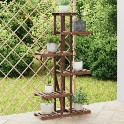 The Living Store Växtställ 75x25x140,5 cm massivt granträ - Växtställ