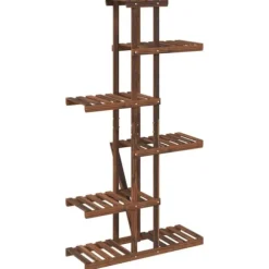 The Living Store Växtställ 75x25x140,5 cm massivt granträ - Växtställ