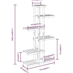 The Living Store Växtställ 75x25x140,5 cm massivt granträ - Växtställ