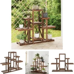 The Living Store Växtställ 110x25x96 cm massivt granträ - Växtställ