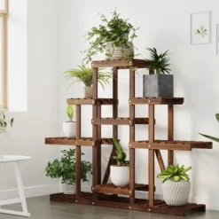 The Living Store Växtställ 110x25x96 cm massivt granträ - Växtställ