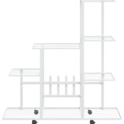 The Living Store Växtställ på hjul 94,5x25x92,5 cm vit metall - Växtställ