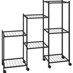 The Living Store Växtställ på hjul 83x25x83,5 cm svart järn - Växtställ