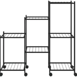The Living Store Växtställ på hjul 83x25x83,5 cm svart järn - Växtställ