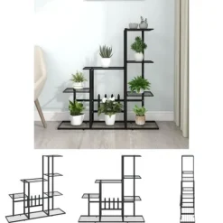 The Living Store Växtställ 94,5x25x88 cm svart metall - Växtställ