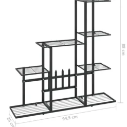 The Living Store Växtställ 94,5x25x88 cm svart metall - Växtställ