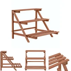 The Living Store Växtställ 3 nivåer cedarträ 48x45x40 cm - Växtställ