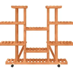 The Living Store Växtställ med hjul 110x25x115 cm massiv furu - Växtställ