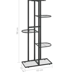 The Living Store Växtställ med 5 hyllor 43x22x98 cm svart metall - Växtställ