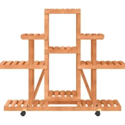 The Living Store Växtställ med hjul 110x25x101 cm massiv furu - Växtställ