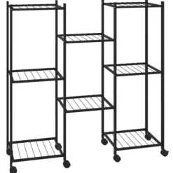 The Living Store Växtställ på hjul 83x25x83,5 cm svart järn - Växtställ