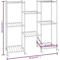 The Living Store Växtställ på hjul 83x25x83,5 cm svart järn - Växtställ