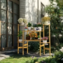 6-Tier Bambuplantställ, Minimalistisk Design, Hög Viktkapacitet,L